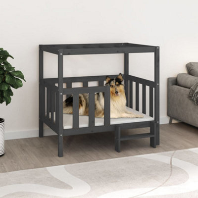 Berkfield Dog Bed Grey 105.5 X 83.5 X 100 Cm Solid Wood Pine - image 1