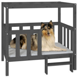 Berkfield Dog Bed Grey 105.5 X 83.5 X 100 Cm Solid Wood Pine - thumbnail 4