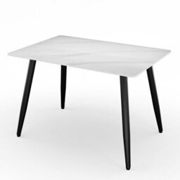 Urbn-Living Urbnliving 5Pcs White Matt Modern Ceramic Top Dining Table & Yellow Plush Velvet Chairs With Metal Legs - thumbnail 3