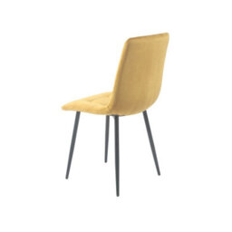 Urbn-Living Urbnliving 5Pcs White Matt Modern Ceramic Top Dining Table & Yellow Plush Velvet Chairs With Metal Legs - thumbnail 8