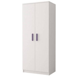 Arte Smyk 06 White Matt Hinged Wardrobe W800mm H1930mm D500mm With Delicate Heather Handles - thumbnail 1