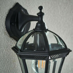 2 Pack Ip44 Outdoor Wall Light Matt Black & Glass Lantern Down Porch Path Lamp - thumbnail 5
