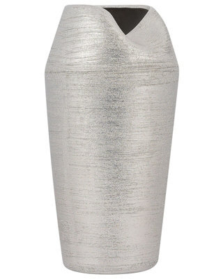 Beliani Silver Stoneware Decorative Table Vase 33Cm - Elegant Minimalist Accent For Dried Bouquets - image 1