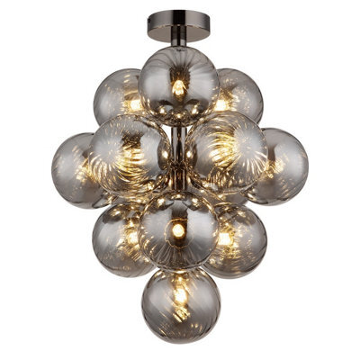 Luminosa Lighting Luminosa Conor Globe Ceiling Light Gunmetal Balls Smoke Glass Shade 13X G9 - image 1