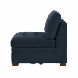 Xample Thomasville Tisdale Blue Fabric Armless Chair, Pocket Coil Cushion, Tufted Seat, Solid Wood Legs, Modular Living Room Seating - thumbnail 4