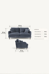 Loft Home Olivia Slate Blue 2 Seater Fabric Sofa - thumbnail 3