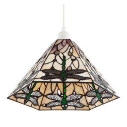 Happy Homewares Green Dragonfly Tiffany Glass Pendant Light Shade With Hexagonal Shape - thumbnail 5