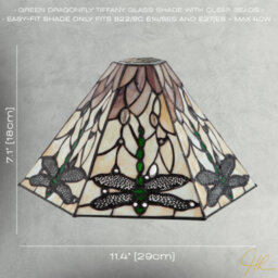 Happy Homewares Green Dragonfly Tiffany Glass Pendant Light Shade With Hexagonal Shape - thumbnail 7