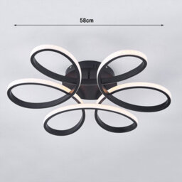 Living And Home Modern 6 Curved Shape Black Acrylic Symmetric Petal Dimmable Led Semi Ceiling Light Fixture 58Cm - thumbnail 9
