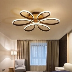 Living And Home Modern 6 Curved Shape Black Acrylic Symmetric Petal Dimmable Led Semi Ceiling Light Fixture 58Cm - thumbnail 2