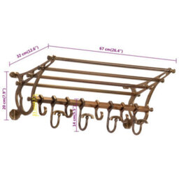 Vidaxl Luggage Rack With Coat Hangers Wall Mounted Aluminium - thumbnail 3