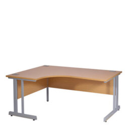 RB UK Nautilus Designs Computer Desk Oak Top Silver Frame Left-Hand Workstation With Cable Management For Home Office, Gaming (W)1800M
