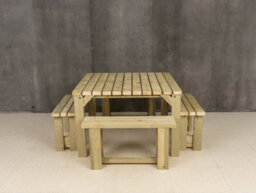 Arbor Garden Solutions Quadrum Picnic Table With 4 Benches (Natural Finish) - thumbnail 3