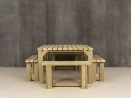 Arbor Garden Solutions Quadrum Picnic Table With 4 Benches (Natural Finish) - thumbnail 2
