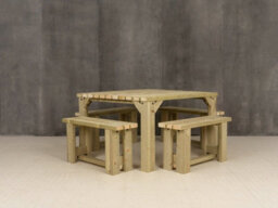 Arbor Garden Solutions Quadrum Picnic Table With 4 Benches (Natural Finish) - thumbnail 4