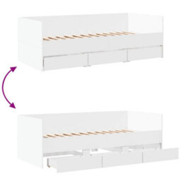 Berkfield Daybed With Drawers Without Mattress White 100X200 Cm - thumbnail 8