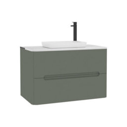 Royal Bathrooms Venice 800mm Sage Green Wall Mounted Bathroom Countertop Vanity Unit 2 Drawer With Qubix Basin - thumbnail 7