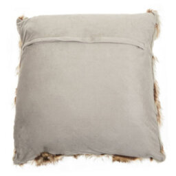 Orsina Lamina Grey And Natural Faux Fur Square Cushion, Luxe Ombre Design With Feather Filler, Faux Throw Cushion - thumbnail 3