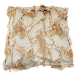 Orsina Lamina Grey And Natural Faux Fur Square Cushion, Luxe Ombre Design With Feather Filler, Faux Throw Cushion - thumbnail 2