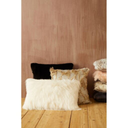 Orsina Lamina Grey And Natural Faux Fur Square Cushion, Luxe Ombre Design With Feather Filler, Faux Throw Cushion - thumbnail 9