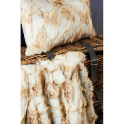 Orsina Lamina Grey And Natural Faux Fur Square Cushion, Luxe Ombre Design With Feather Filler, Faux Throw Cushion - thumbnail 7