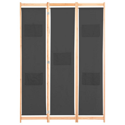 Berkfield Stylish 3-Panel Room Divider Grey 120X170X4 Cm Fabric - image 1