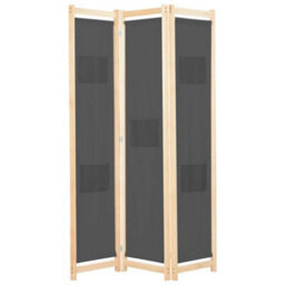 Berkfield Stylish 3-Panel Room Divider Grey 120X170X4 Cm Fabric - thumbnail 2