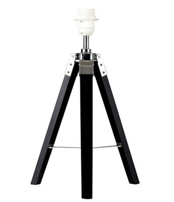Valuelights Clipper Modern Black Wood And Silver Chrome Tripod Table Lamp Base - image 1