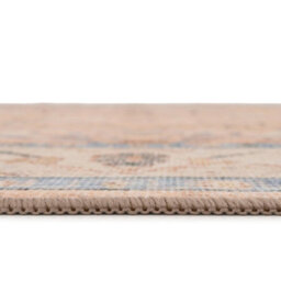 Loomed Traditional Pattern Cotton Chenille Rug Peach Blue Machine Washable 80Cm X 300Cm - thumbnail 3
