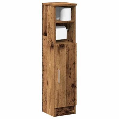 Walplus Bathroom Cabinet With Roll Holder Old Wood 20.5X22X90 Cm - image 1