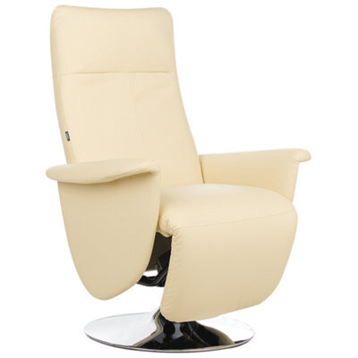 Beliani Recliner Chair Prime With Footrest Faux Leather Light Beige - image 1