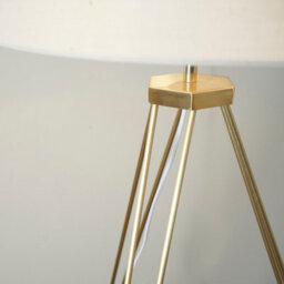 Valuelights Aero Gold Hairpin Design Tripod Floor Lamp With Beige Drum Shade - thumbnail 4