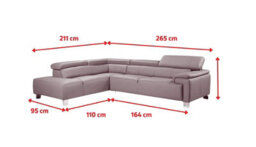Genuine Leather Mid Grey Left Hand Facing Corner Sofa - thumbnail 7