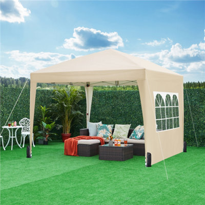Yaheetech 3Mx3M Beige Fabric Pop Up Canopy Tent W/ Sidewalls - image 1