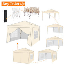 Yaheetech 3Mx3M Beige Fabric Pop Up Canopy Tent W/ Sidewalls - thumbnail 9