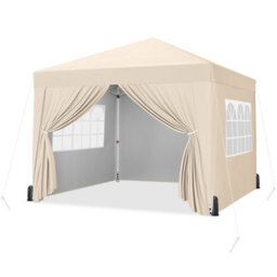 Yaheetech 3Mx3M Beige Fabric Pop Up Canopy Tent W/ Sidewalls - thumbnail 2