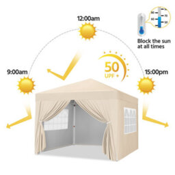 Yaheetech 3Mx3M Beige Fabric Pop Up Canopy Tent W/ Sidewalls - thumbnail 7