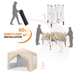 Yaheetech 3Mx3M Beige Fabric Pop Up Canopy Tent W/ Sidewalls - thumbnail 6