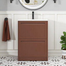 Royal Bathrooms Elmore 600mm Traditional Floor Standing 2 Drawer Bathroom Vanity Unit With Matt Stone Basin Sink - Terracotta Clay - thumbnail 3
