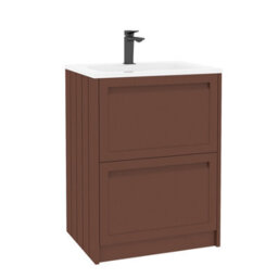 Royal Bathrooms Elmore 600mm Traditional Floor Standing 2 Drawer Bathroom Vanity Unit With Matt Stone Basin Sink - Terracotta Clay - thumbnail 6