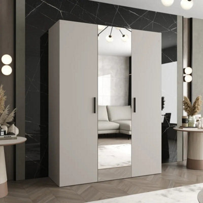 Arte Bari Ii Hinged Door Wardrobe 150Cm In Cashmere - Serene, Mirrored Storage For Refined Living - image 1