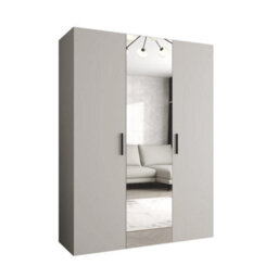 Arte Bari Ii Hinged Door Wardrobe 150Cm In Cashmere - Serene, Mirrored Storage For Refined Living - thumbnail 2