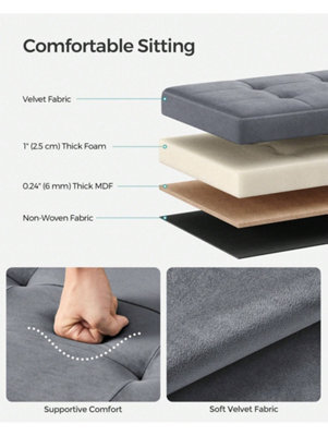 LEDREM Storage Ottoman, Foldable Small Ottoman Foot Rest, 38 X 38 Cm Foot Stool, Ottoman With Storage, Load Up To 300 Kg