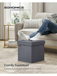 LEDREM Storage Ottoman, Foldable Small Ottoman Foot Rest, 38 X 38 Cm Foot Stool, Ottoman With Storage, Load Up To 300 Kg - thumbnail 2