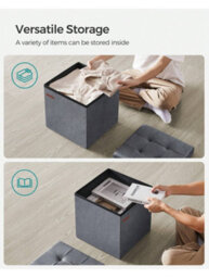 LEDREM Storage Ottoman, Foldable Small Ottoman Foot Rest, 38 X 38 Cm Foot Stool, Ottoman With Storage, Load Up To 300 Kg - thumbnail 6