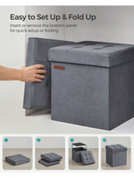 LEDREM Storage Ottoman, Foldable Small Ottoman Foot Rest, 38 X 38 Cm Foot Stool, Ottoman With Storage, Load Up To 300 Kg - thumbnail 7