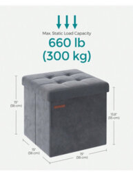 LEDREM Storage Ottoman, Foldable Small Ottoman Foot Rest, 38 X 38 Cm Foot Stool, Ottoman With Storage, Load Up To 300 Kg - thumbnail 4