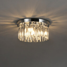 Living And Home Modern Chandelier Double Circle Droplet Crystal Shade Chorme Base Mount Ceiling Light Dia 30Cm - thumbnail 3