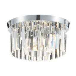 Living And Home Modern Chandelier Double Circle Droplet Crystal Shade Chorme Base Mount Ceiling Light Dia 30Cm - thumbnail 4