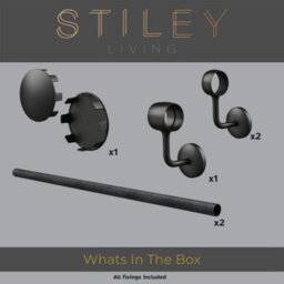 Stiley Living Urban Graphite/matt Black Stair Handrail Kit 2.4M, Wall Mounted Banister Rail, 10Yr Guarantee - thumbnail 2